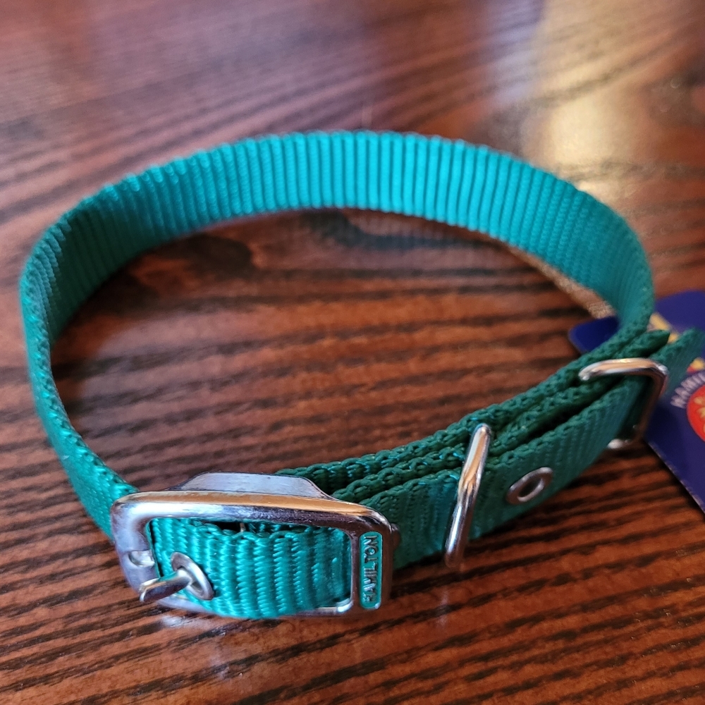2 /$15  Hamilton Dog Collar Metal Buckle 16"  Emerald Green